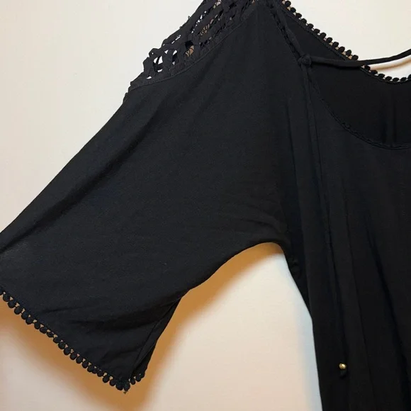 L*Space Calisto Black Crochet Detail Coverup Romper - Size: Small - Picture 5 of 9